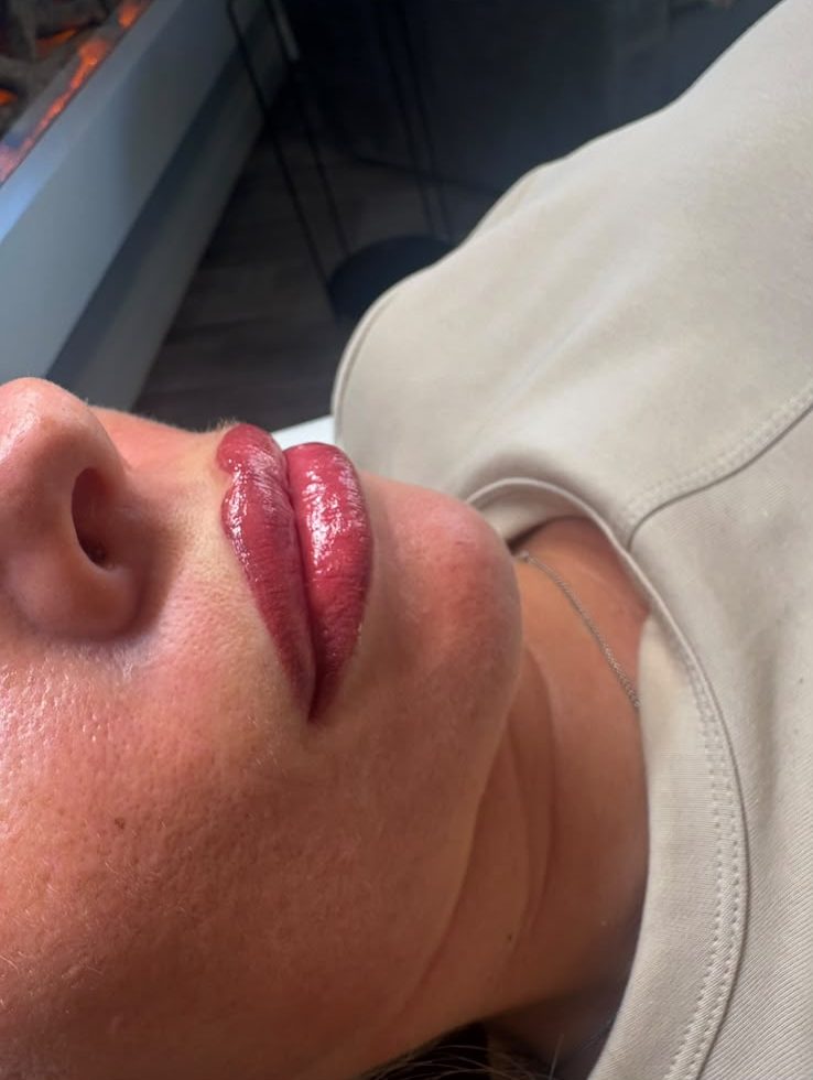 Cherry lip blush side profile